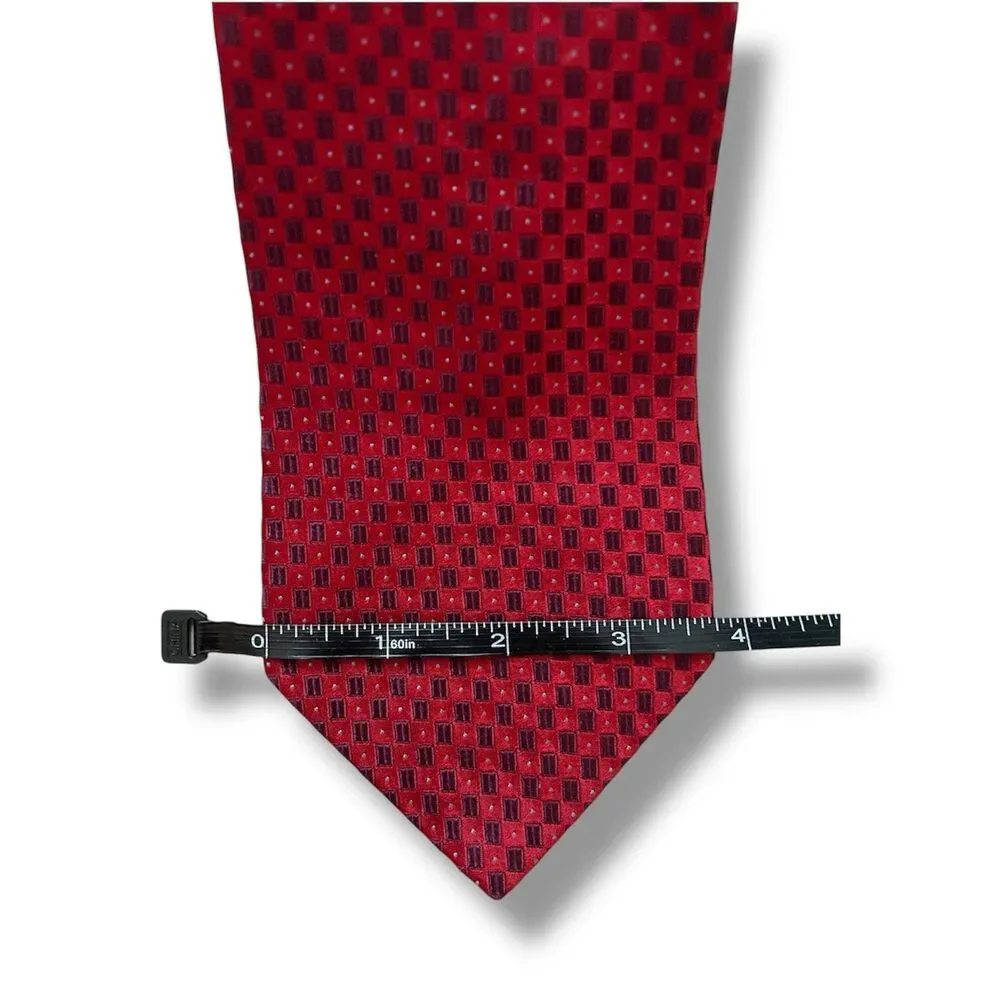 Red Murano Tie 59.4” X 3.75” Small Squares Men Collection